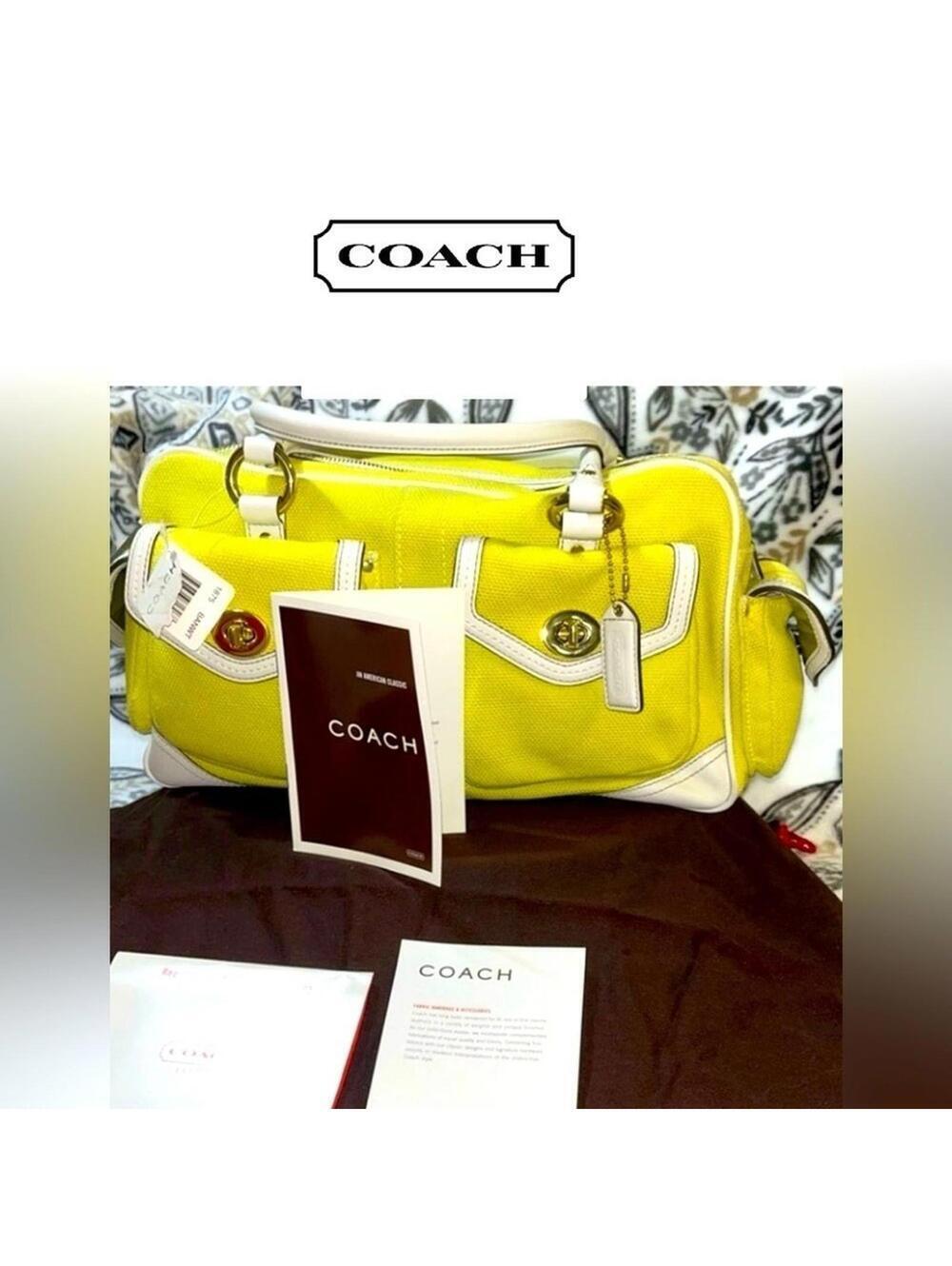 COACH Cotton Twill Gallery Satchel W/White Leather Trim Style No. LO4Q-1875 NWT